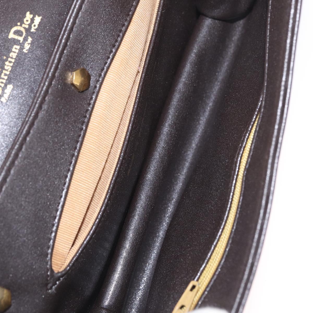 Christian Dior Shoulder Bag Leather Brown Gold Auth 213003