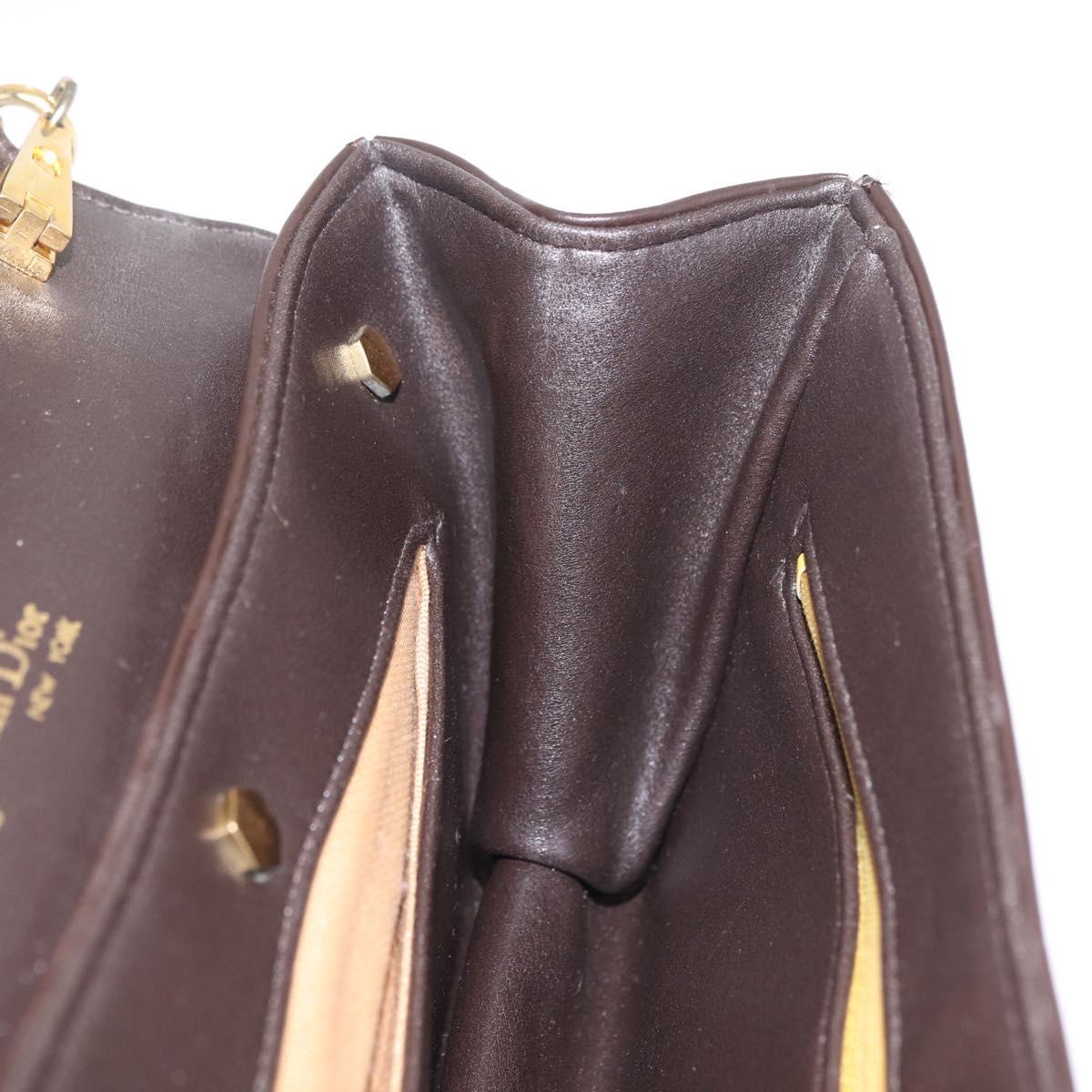 Christian Dior Shoulder Bag Leather Brown Gold Auth 213003