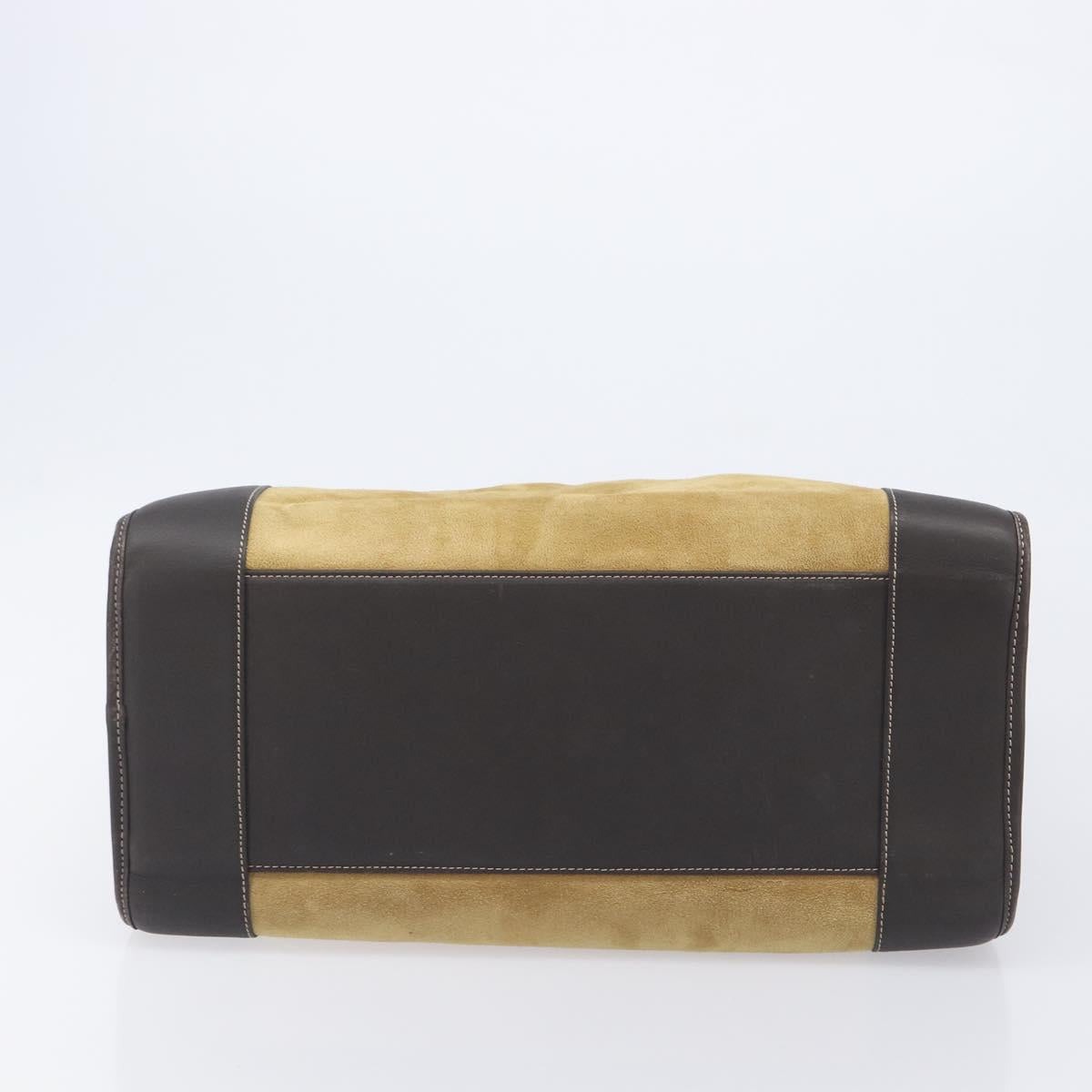 LOEWE Anagram Amazona 40 Hand Bag Suede Leather Brown Gold Auth 213005A