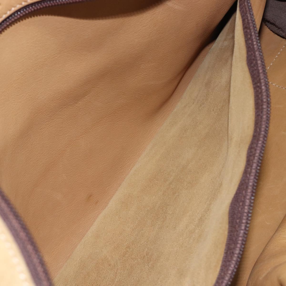LOEWE Anagram Amazona 40 Hand Bag Suede Leather Brown Gold Auth 213005A