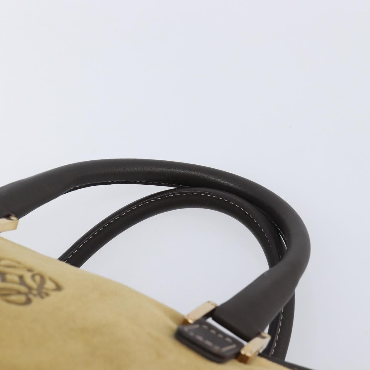 LOEWE Anagram Amazona 40 Hand Bag Suede Leather Brown Gold Auth 213005A