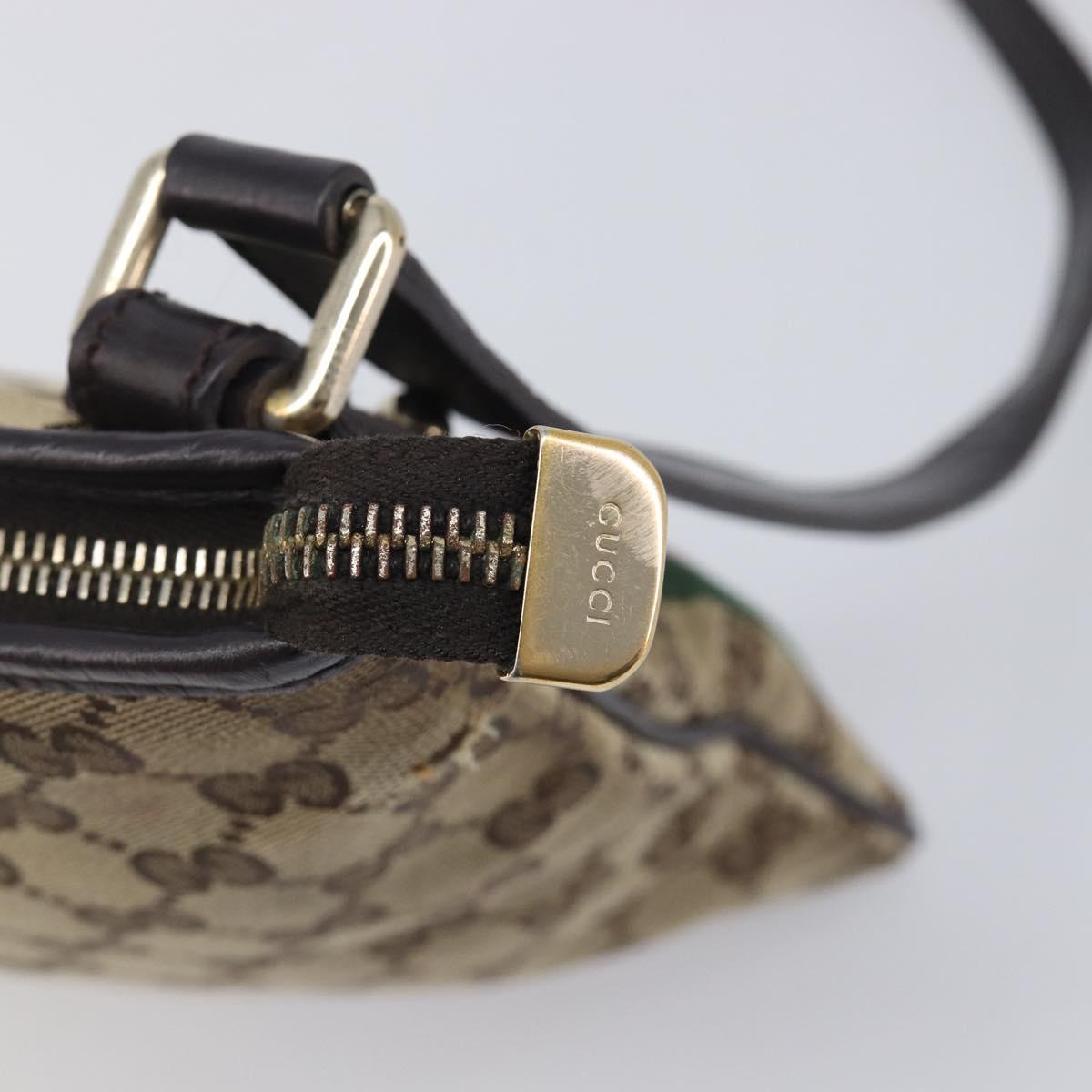 GUCCI GG Canvas Web Sherry Line Shoulder Bag Beige Gold 144388 Auth 213011A