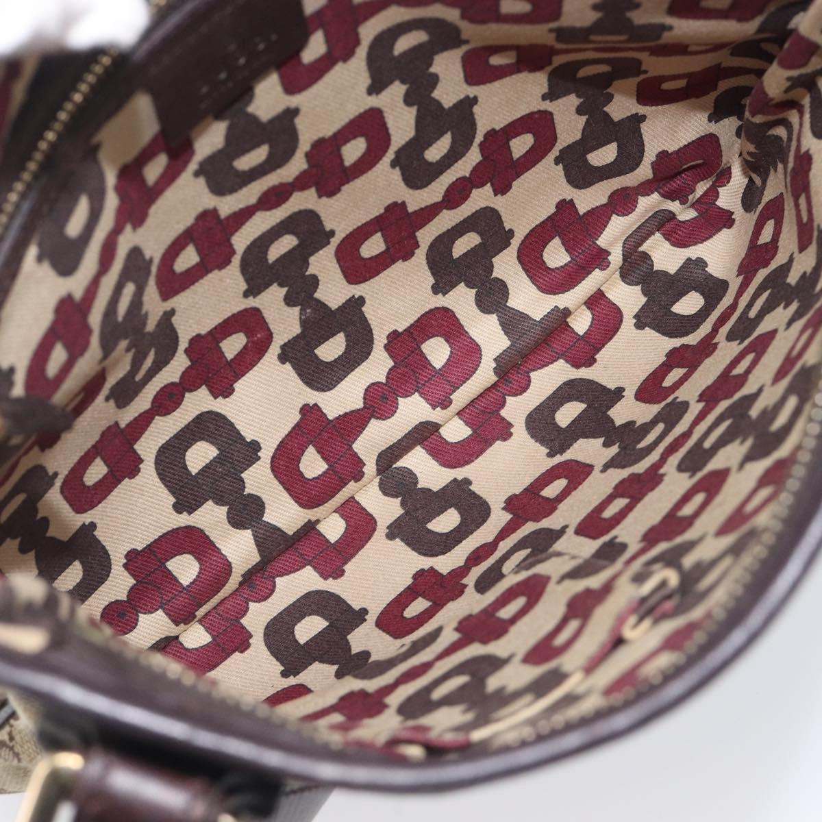 GUCCI GG Canvas Web Sherry Line Shoulder Bag Beige Gold 144388 Auth 213011A
