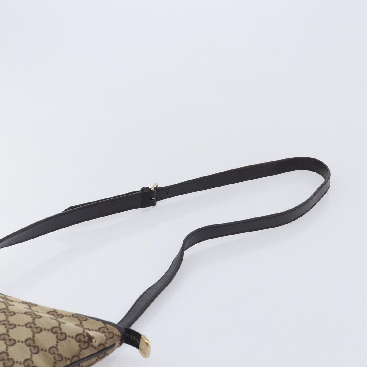 GUCCI GG Canvas Web Sherry Line Shoulder Bag Beige Gold 144388 Auth 213011A