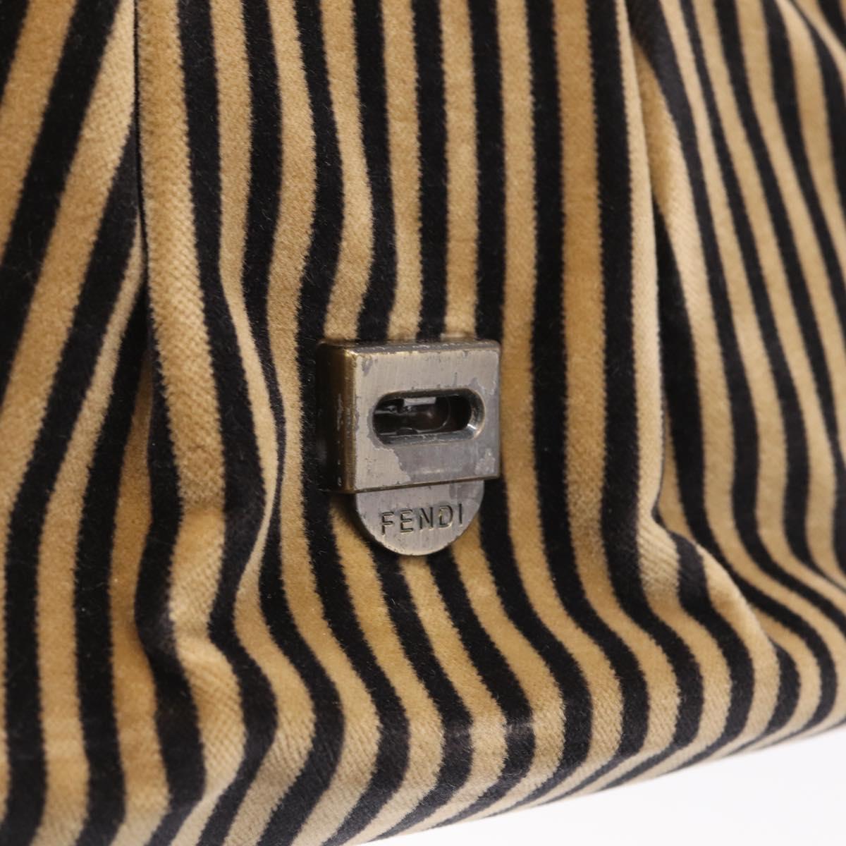 FENDI Chain Shoulder Bag Velvet Beige Auth 213013V