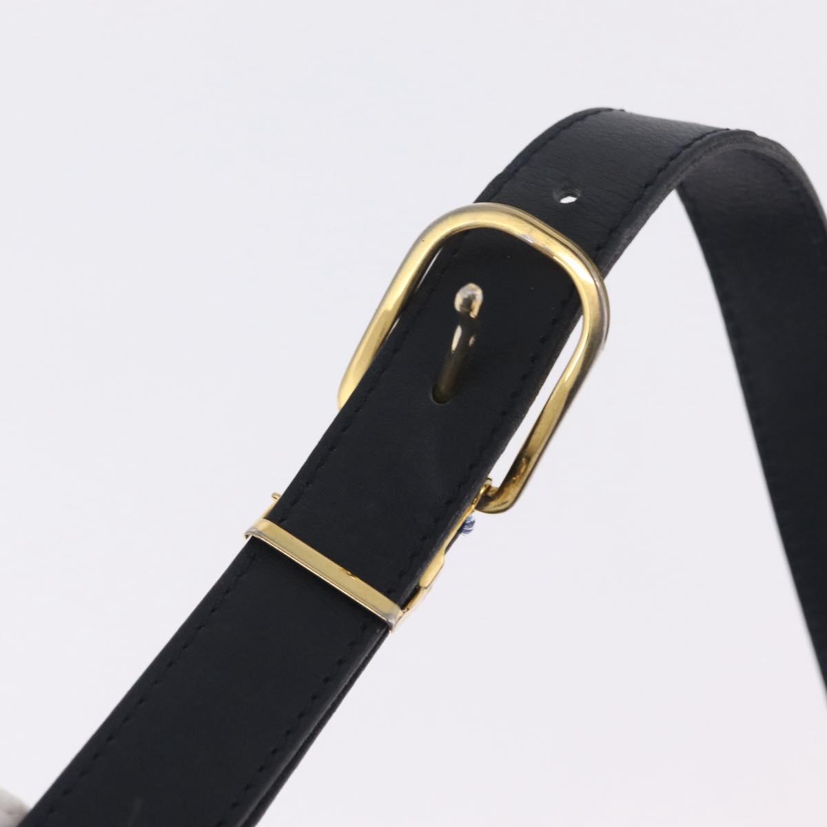 Christian Dior Honeycomb Canvas Shoulder Bag PVC Navy Gold Auth 213015