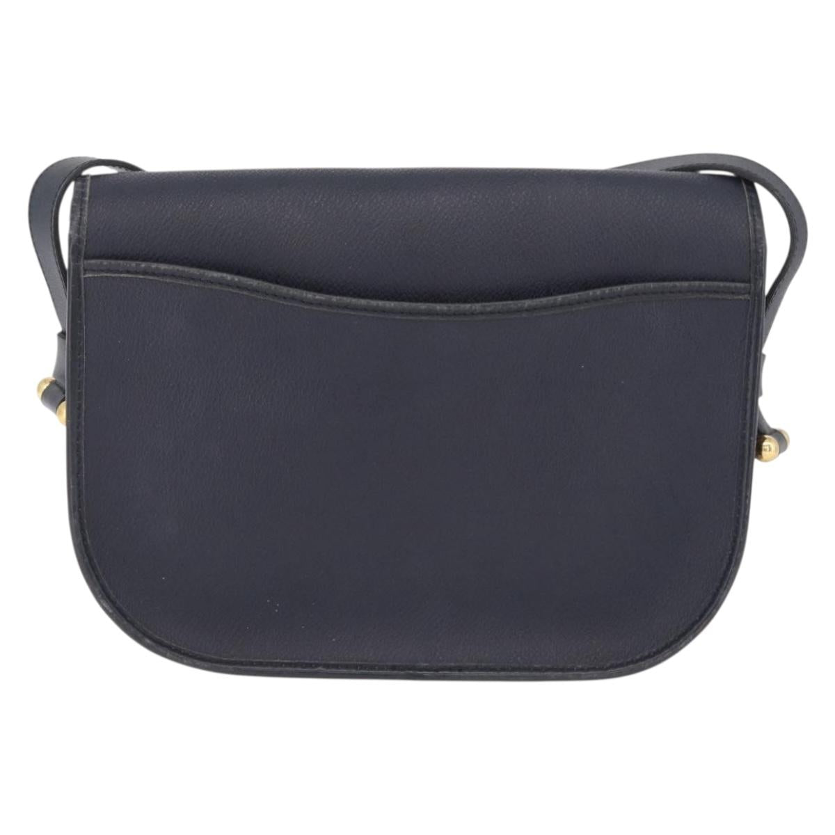Christian Dior Honeycomb Canvas Shoulder Bag PVC Navy Gold Auth 213015