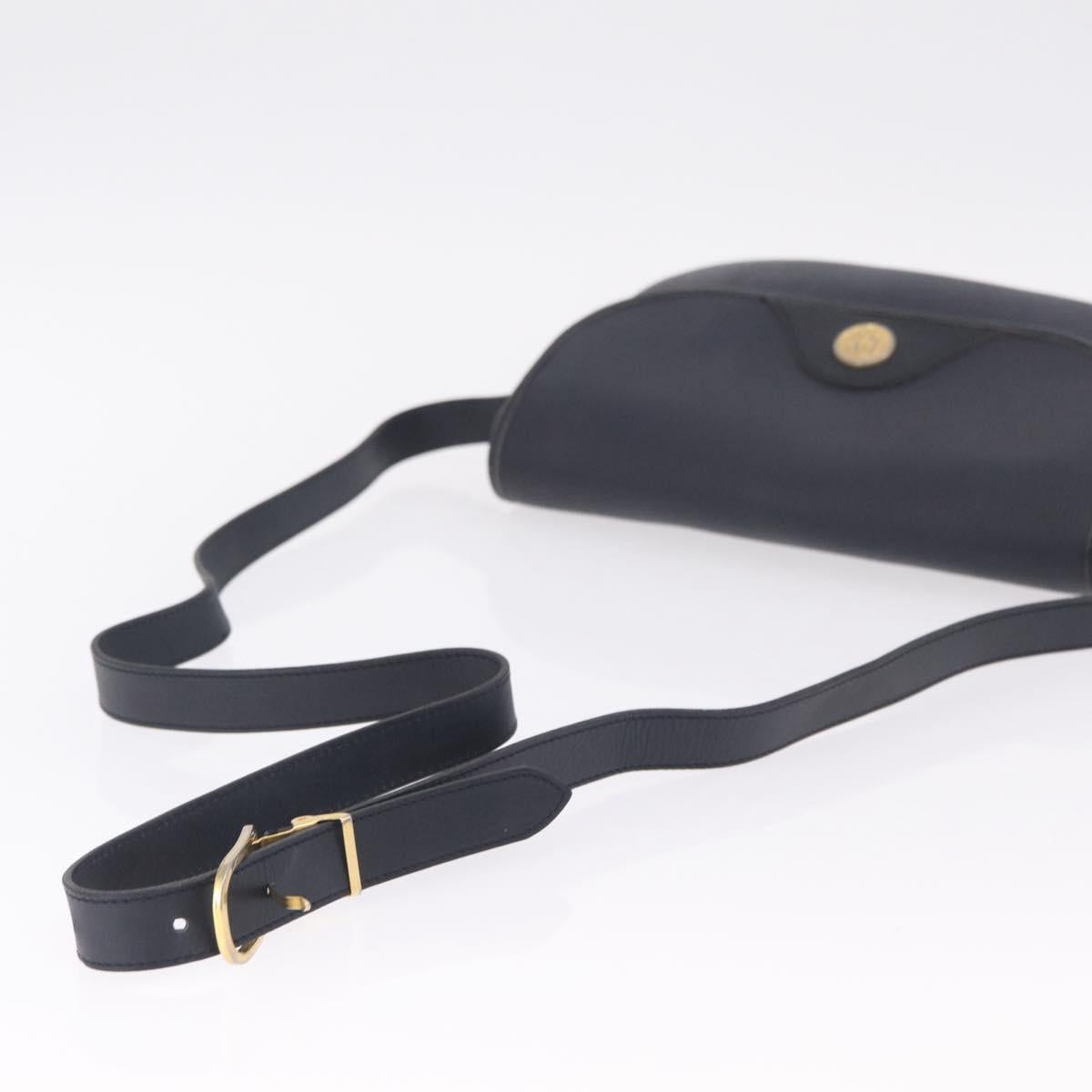 Christian Dior Honeycomb Canvas Shoulder Bag PVC Navy Gold Auth 213015