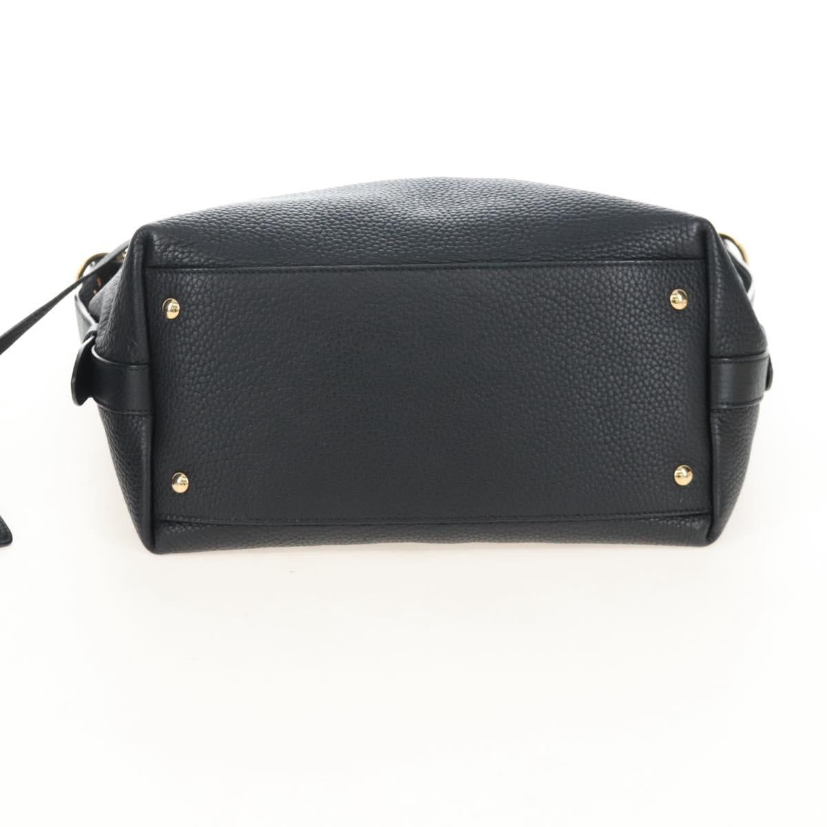 Salvatore Ferragamo Gancini Shoulder Bag Leather Black Gold Auth 213016M
