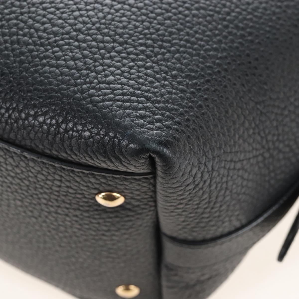 Salvatore Ferragamo Gancini Shoulder Bag Leather Black Gold Auth 213016M