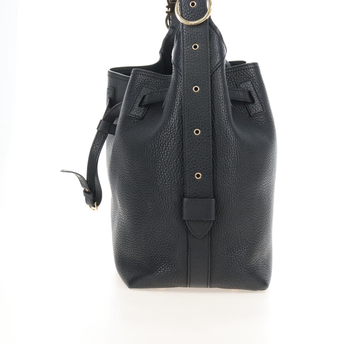 Salvatore Ferragamo Gancini Shoulder Bag Leather Black Gold Auth 213016M