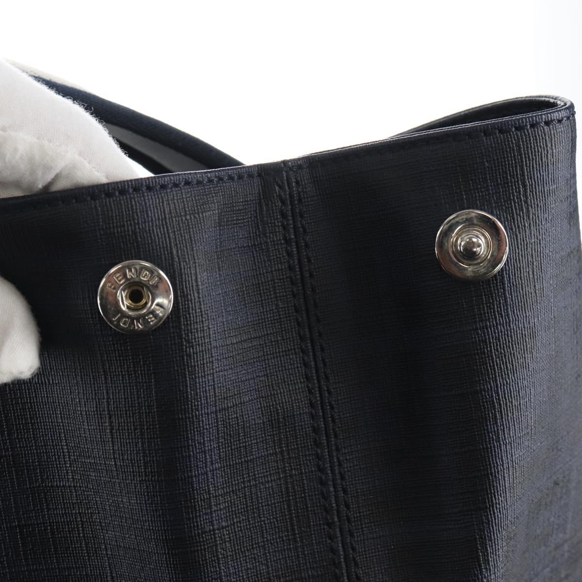 FENDI Zucca Canvas Hand Bag PVC Navy Silver 7VA271 Auth 213018V