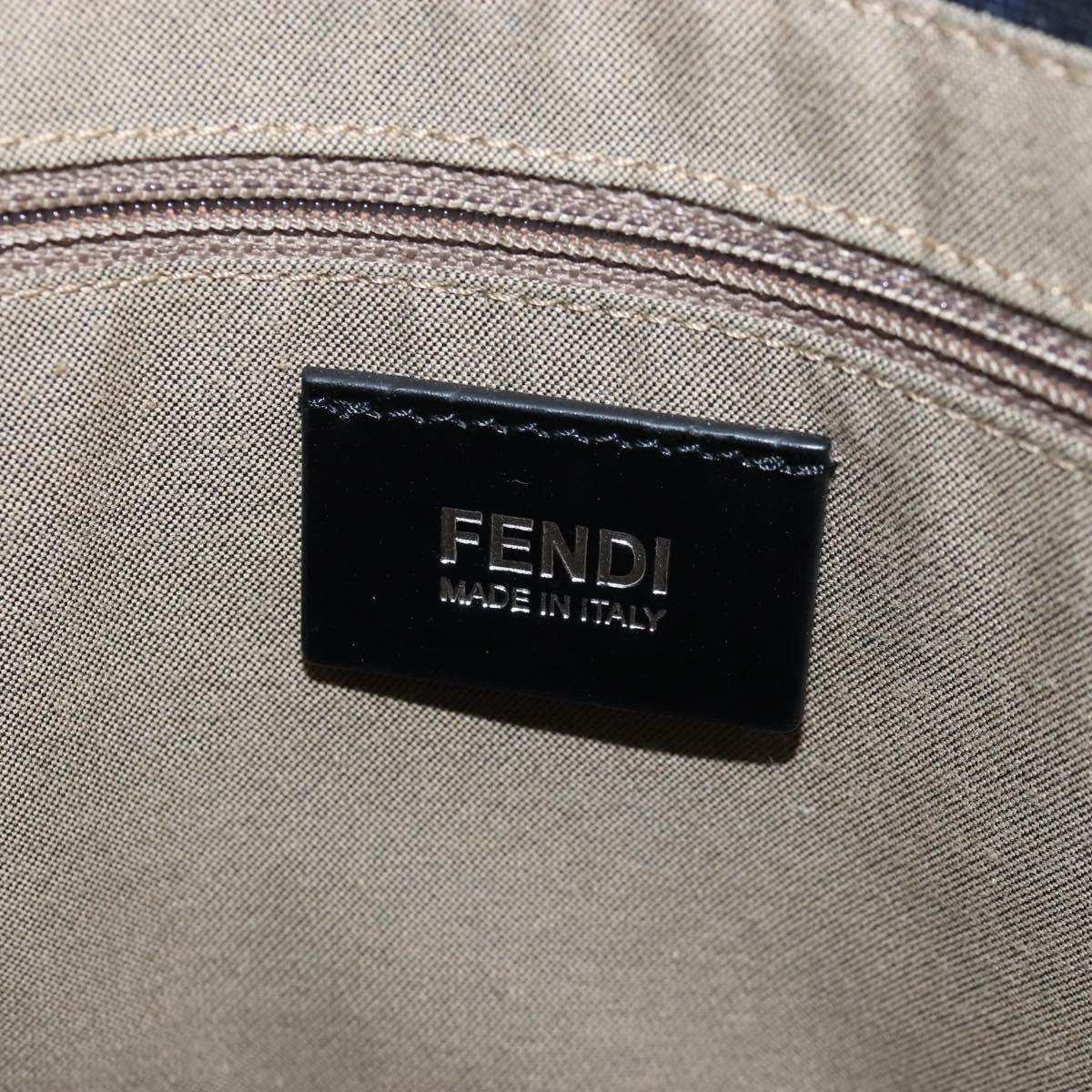 FENDI Zucca Canvas Hand Bag PVC Navy Silver 7VA271 Auth 213018V