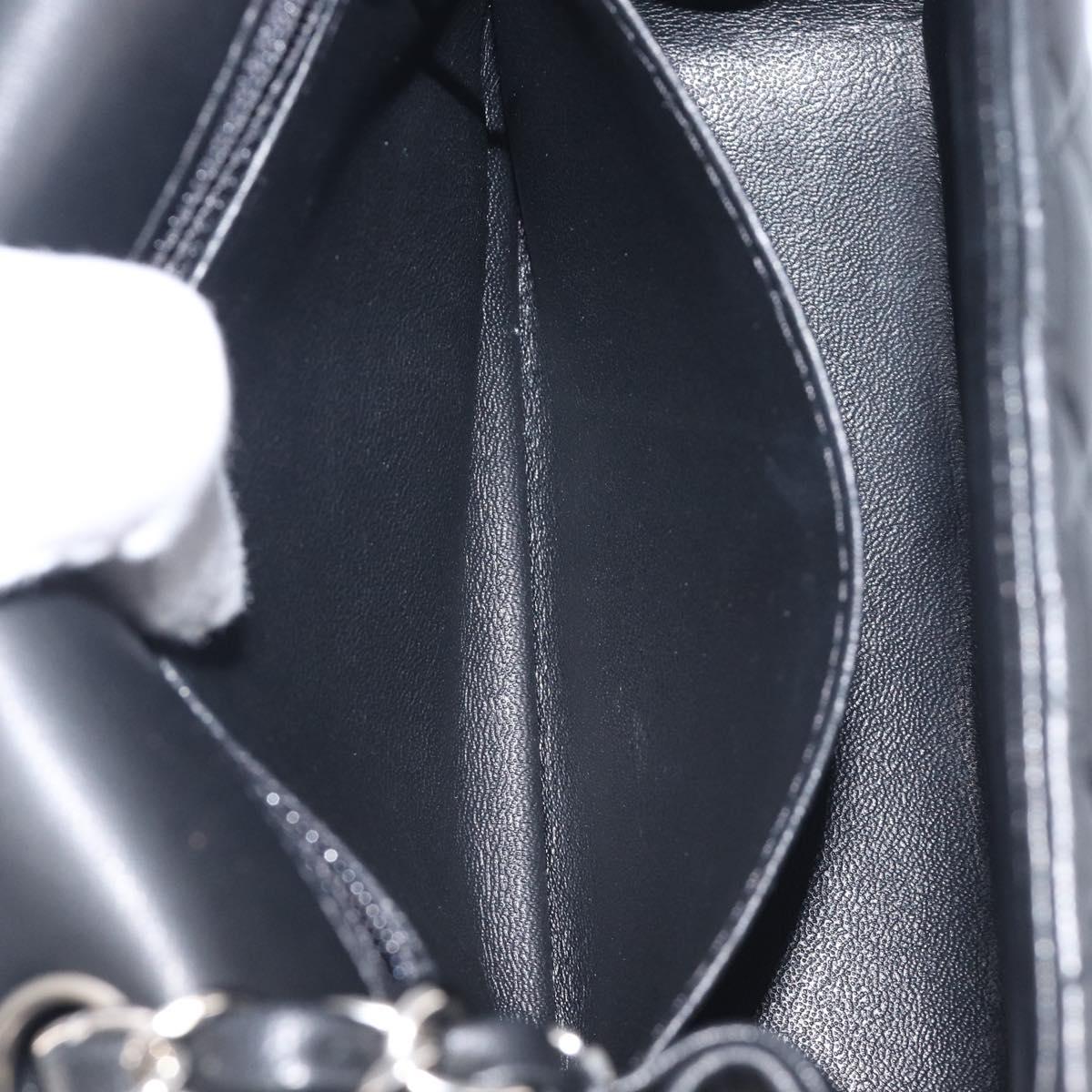 CHANEL Mini Matelasse 18 Chain Bag Lamb Skin Black Silver CC Auth 213019SM