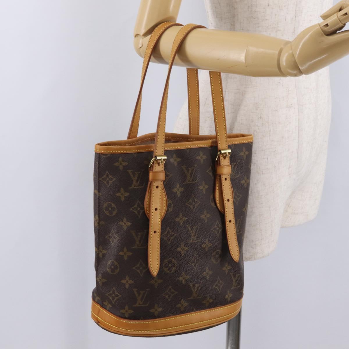 LOUIS VUITTON Monogram Bucket PM Shoulder Bag M42238 LV Auth 213022