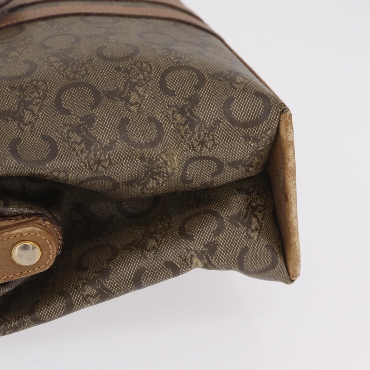 CELINE C Sulky Horse Carriage Shoulder Bag PVC Beige Gold Auth 213023