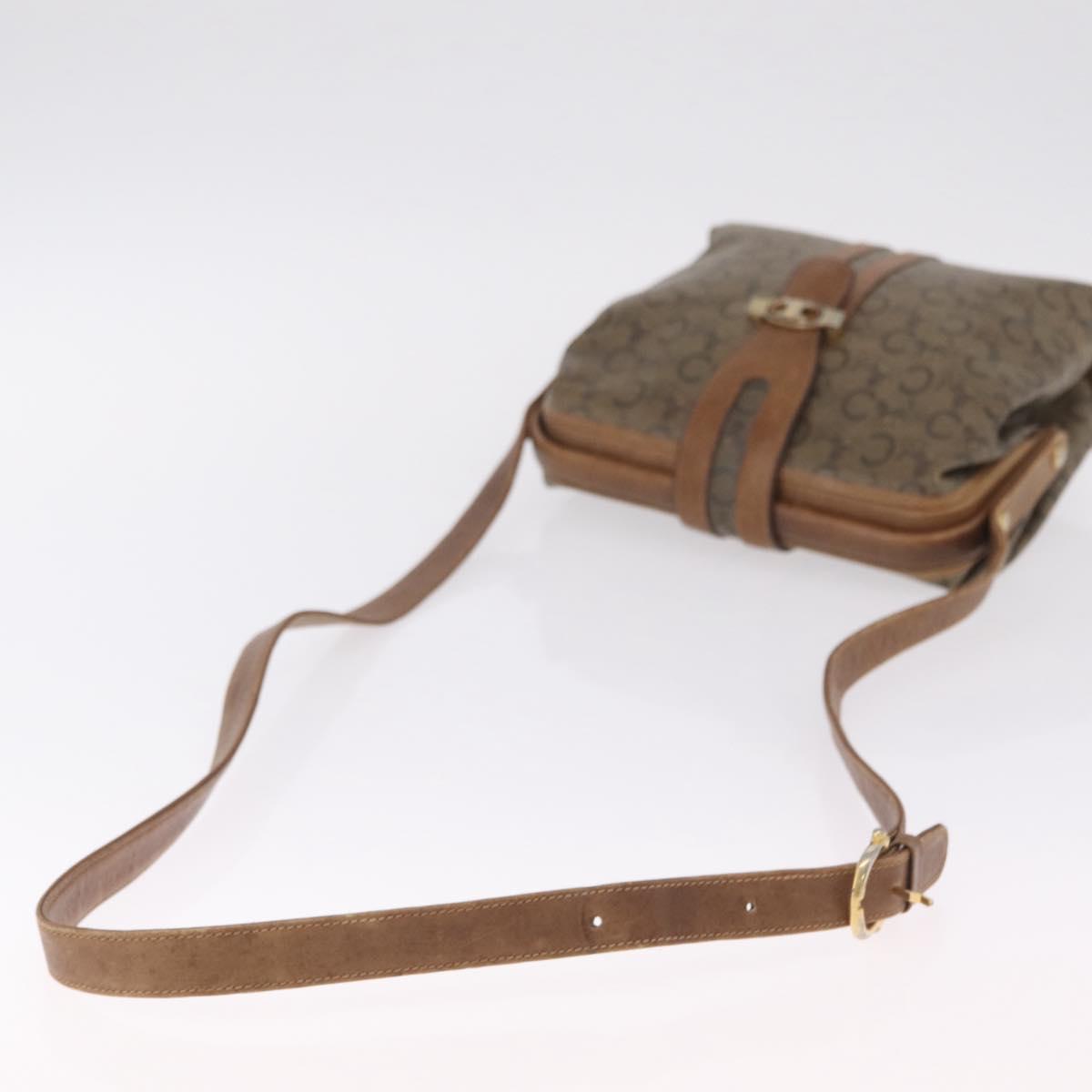 CELINE C Sulky Horse Carriage Shoulder Bag PVC Beige Gold Auth 213023