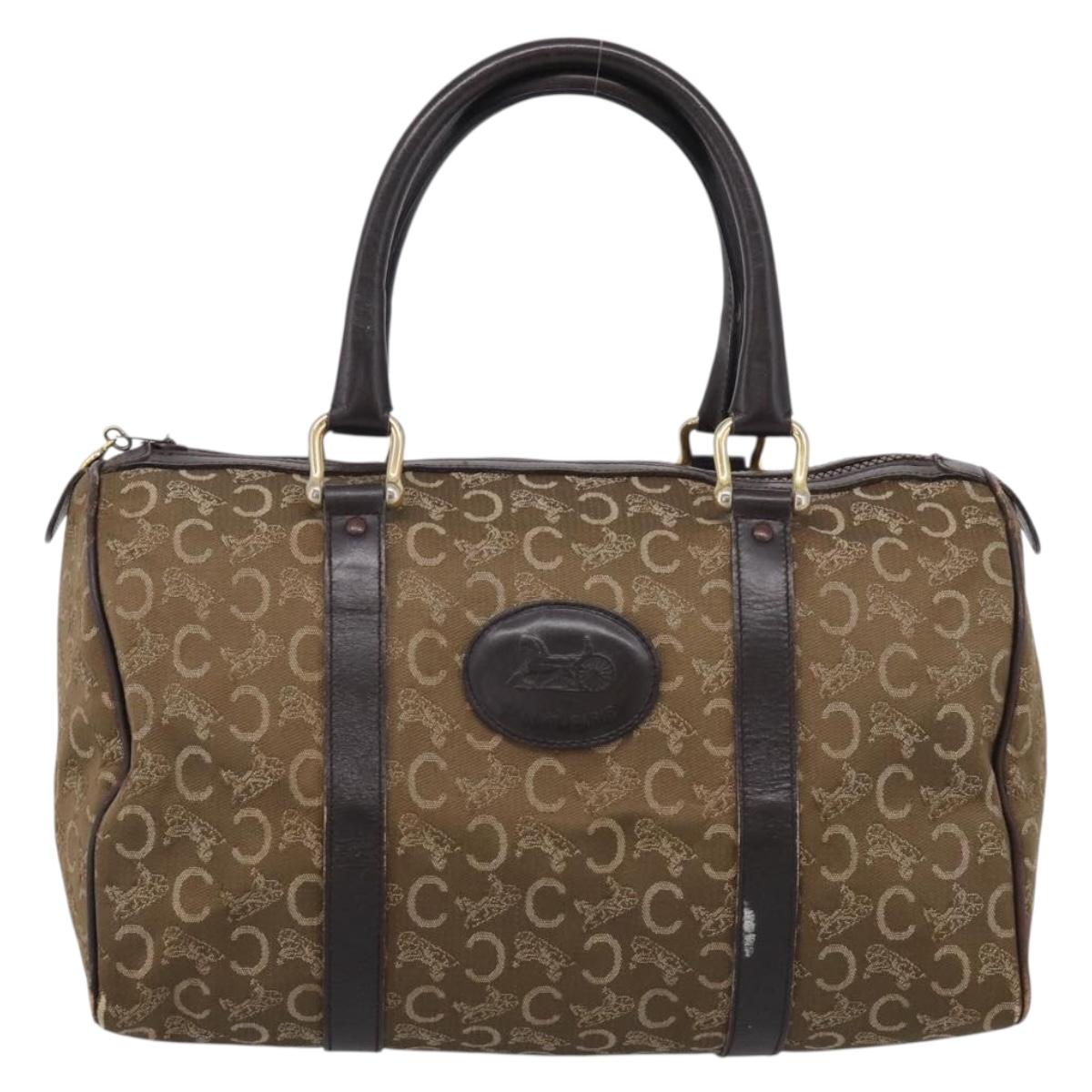 CELINE C Sulky Hand Bag Canvas Brown Gold Auth 213024
