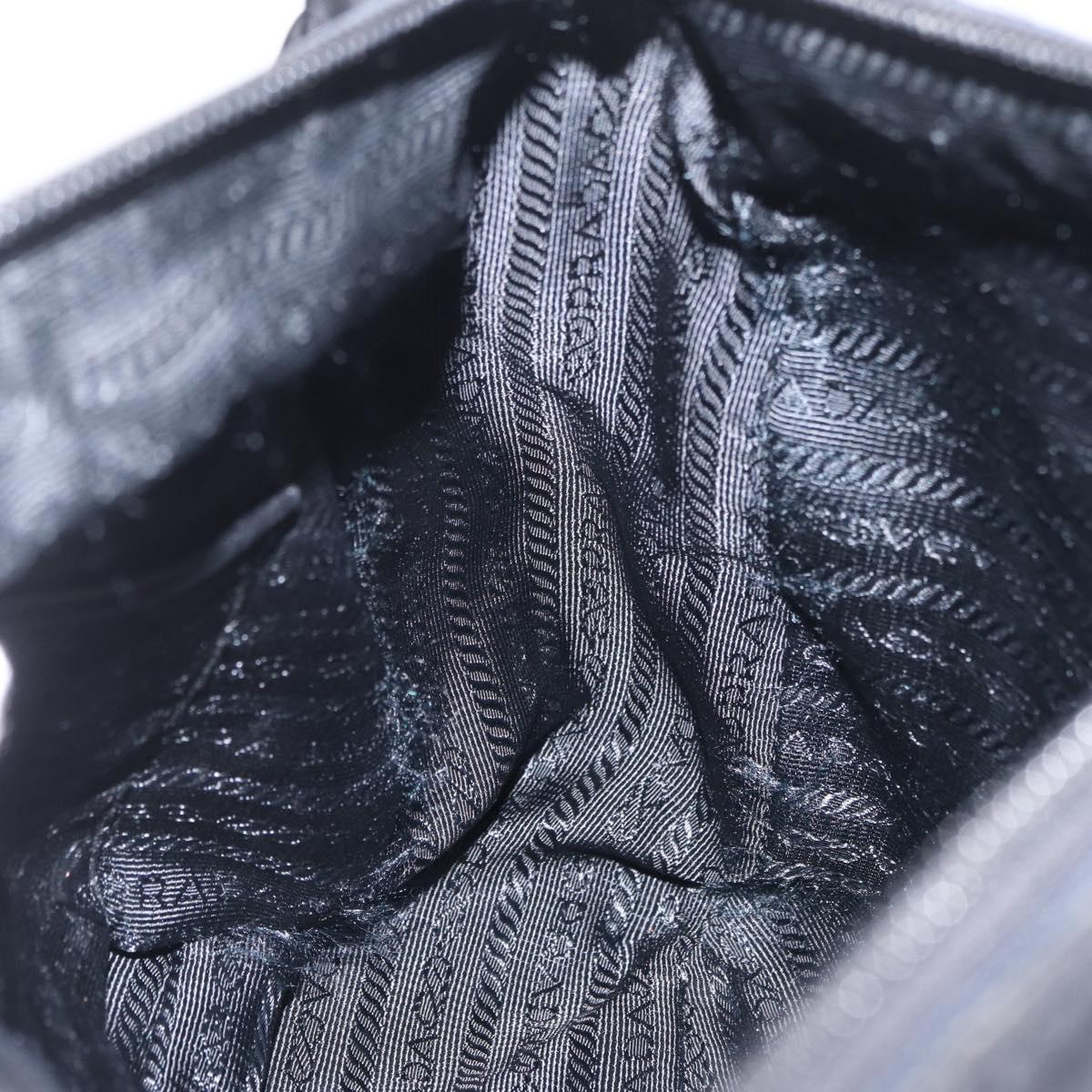 PRADA Shoulder Bag Nylon Black Silver Auth 213029