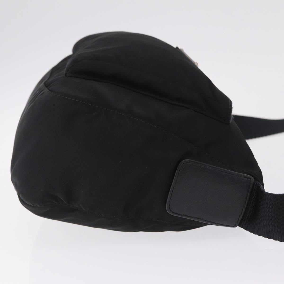 PRADA Shoulder Bag Nylon Black Silver Auth 213029