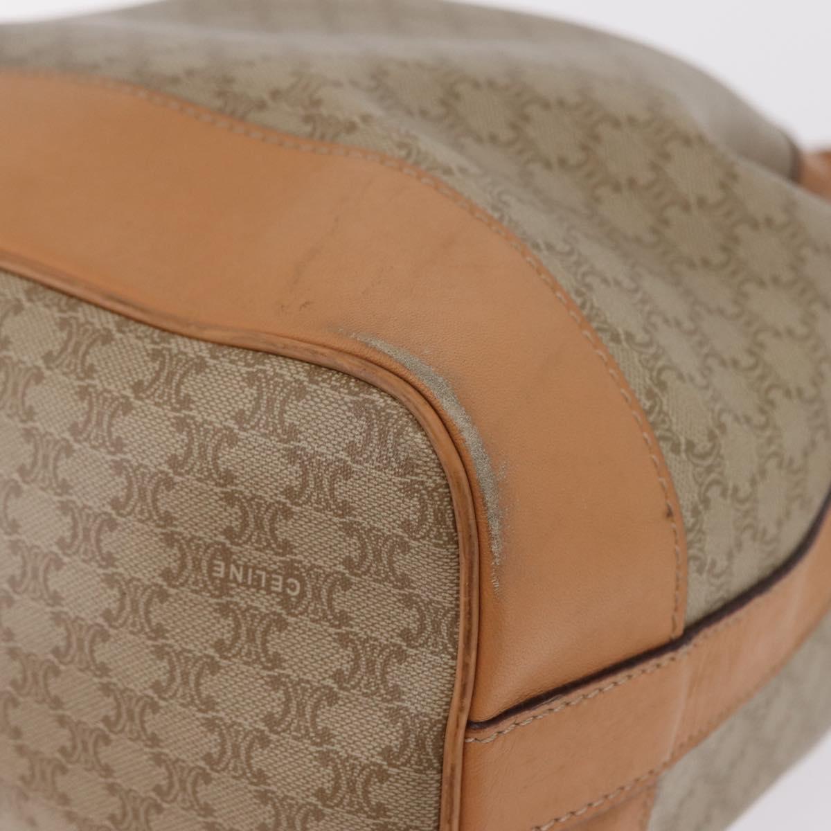 CELINE Macadam Canvas Shoulder Bag PVC Beige Gold Auth 213030