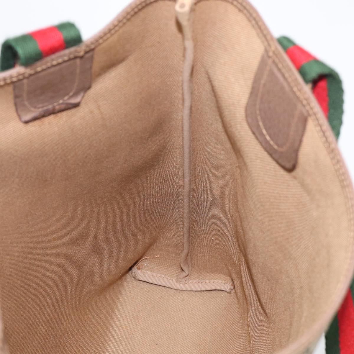 GUCCI GG Supreme Web Sherry Line Bag PVC Beige Gold 002 123 6487 Auth 213031A
