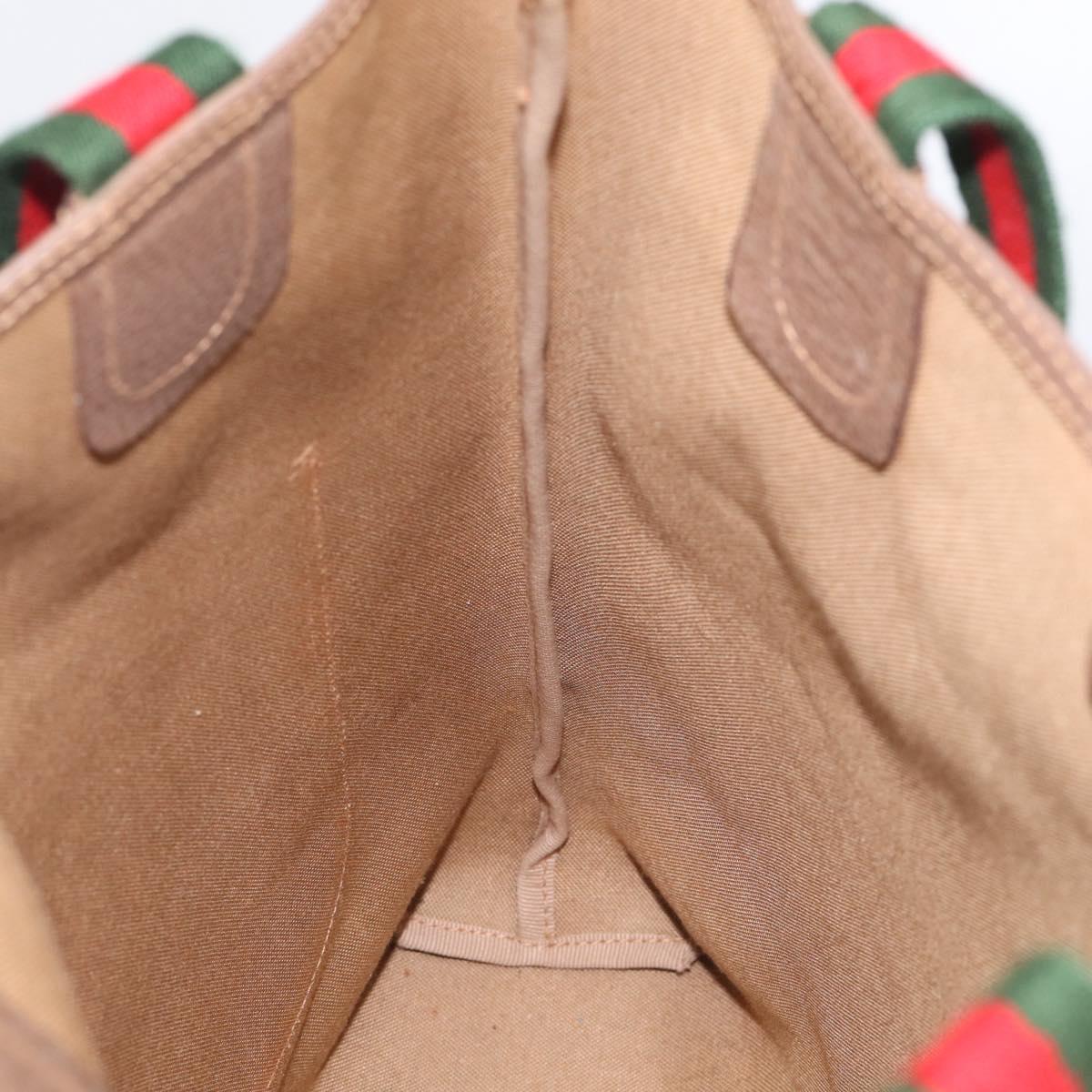 GUCCI GG Supreme Web Sherry Line Bag PVC Beige Gold 002 123 6487 Auth 213031A
