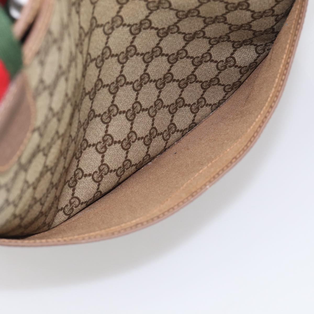 GUCCI GG Supreme Web Sherry Line Bag PVC Beige Gold 002 123 6487 Auth 213031A