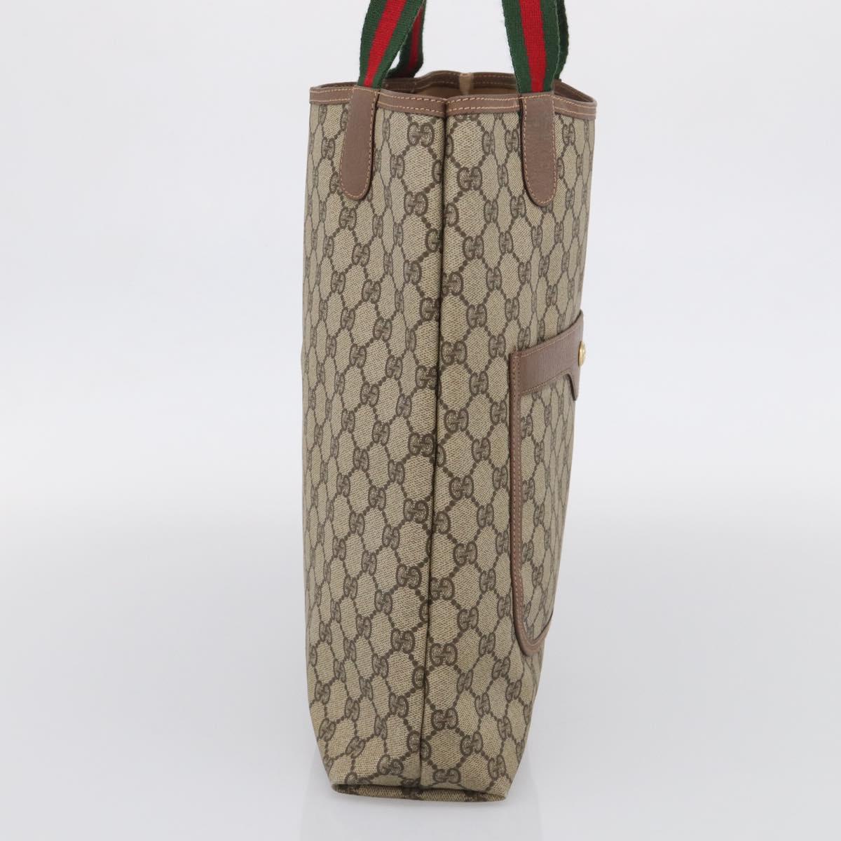 GUCCI GG Supreme Web Sherry Line Bag PVC Beige Gold 002 123 6487 Auth 213031A