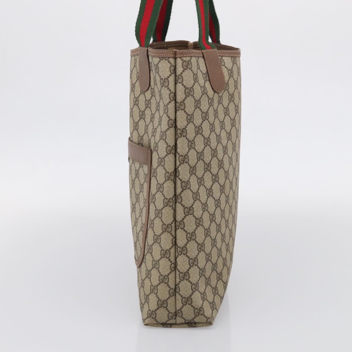 GUCCI GG Supreme Web Sherry Line Bag PVC Beige Gold 002 123 6487 Auth 213031A