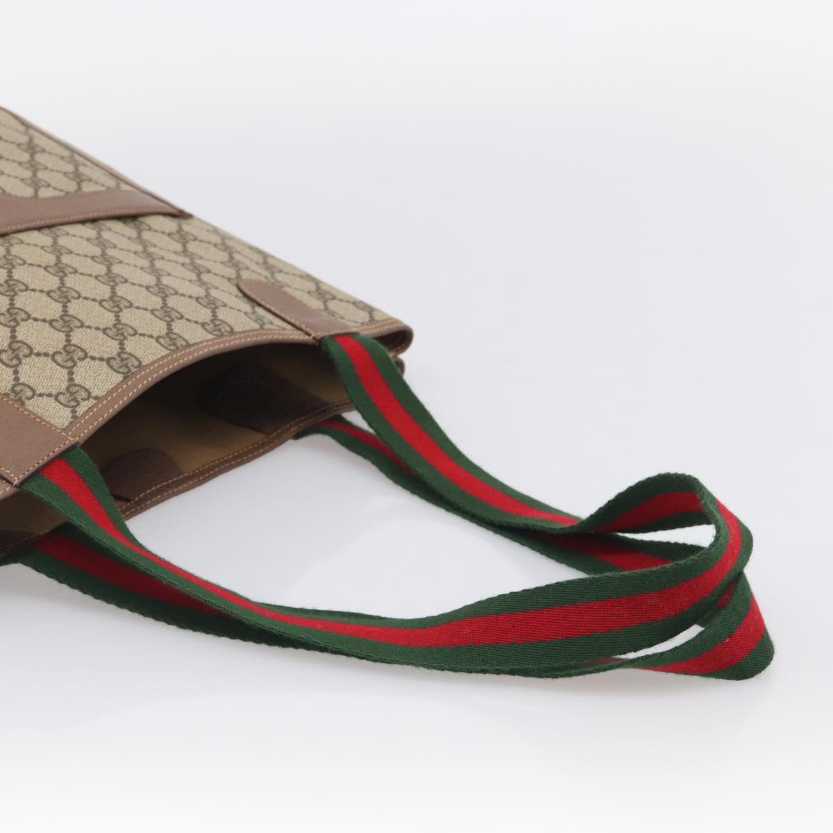 GUCCI GG Supreme Web Sherry Line Bag PVC Beige Gold 002 123 6487 Auth 213031A