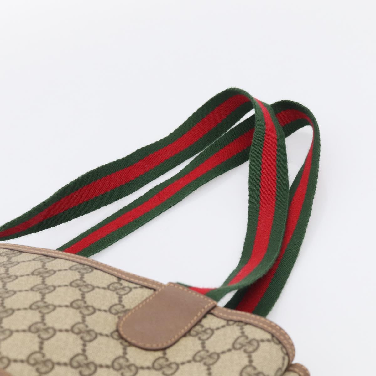 GUCCI GG Supreme Web Sherry Line Bag PVC Beige Gold 002 123 6487 Auth 213031A