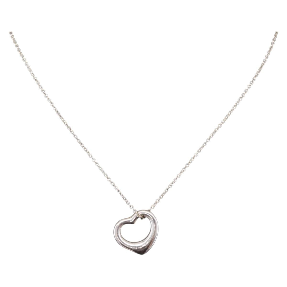 Tiffany & Co. Open Heart Necklace Ag925 Silver Auth 213039M