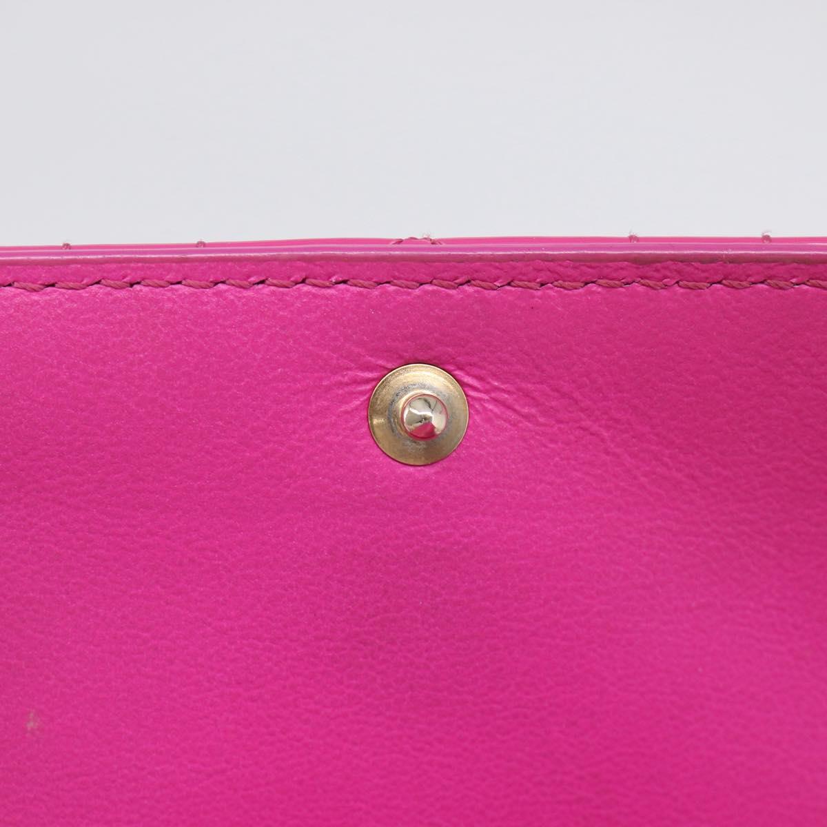 Christian Dior Canage Trifold Wallet Patent leather Pink Gold Auth 213040A