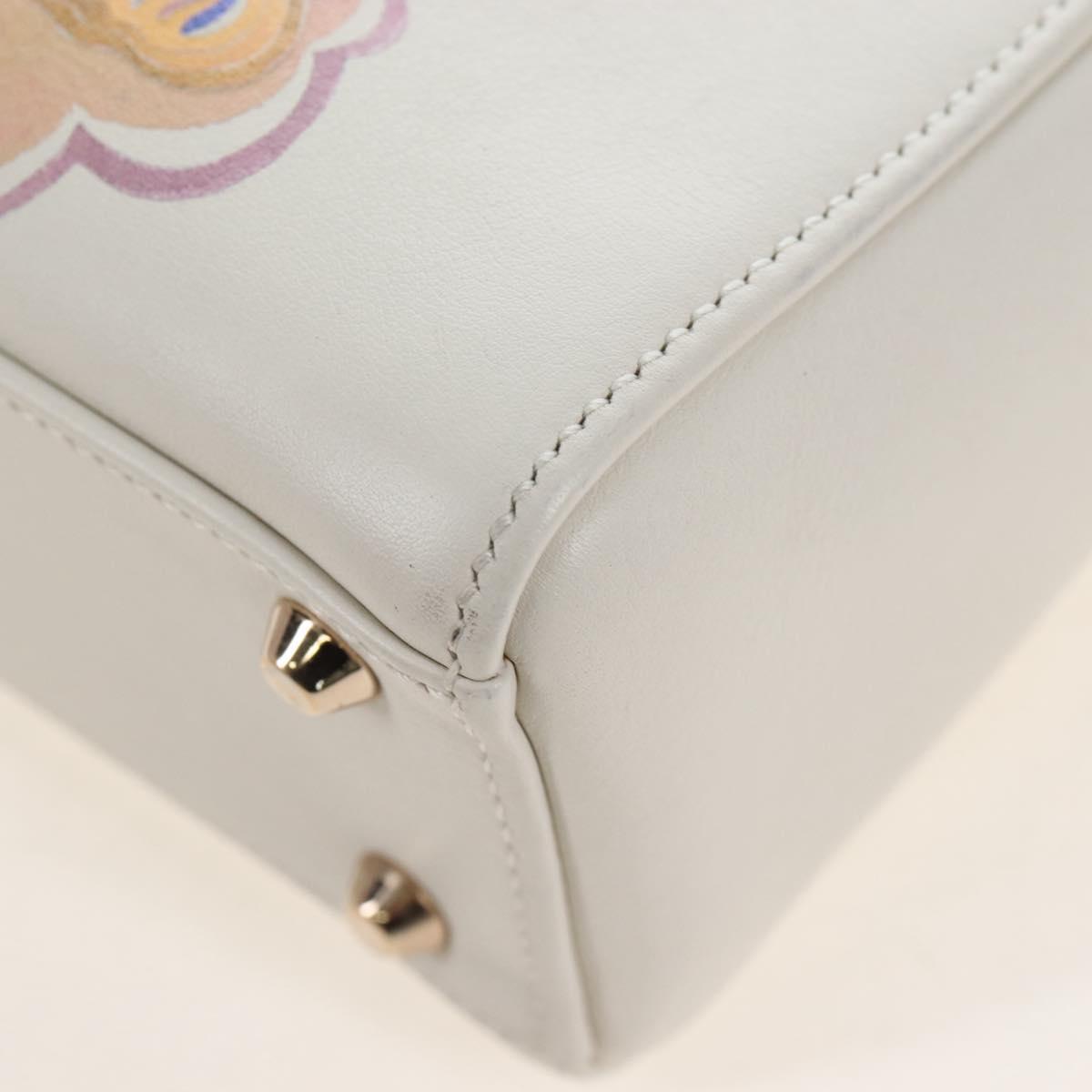 Christian Dior Lady Dior Dioramar Bag Calf Skin 2way White Gold Auth 213042M