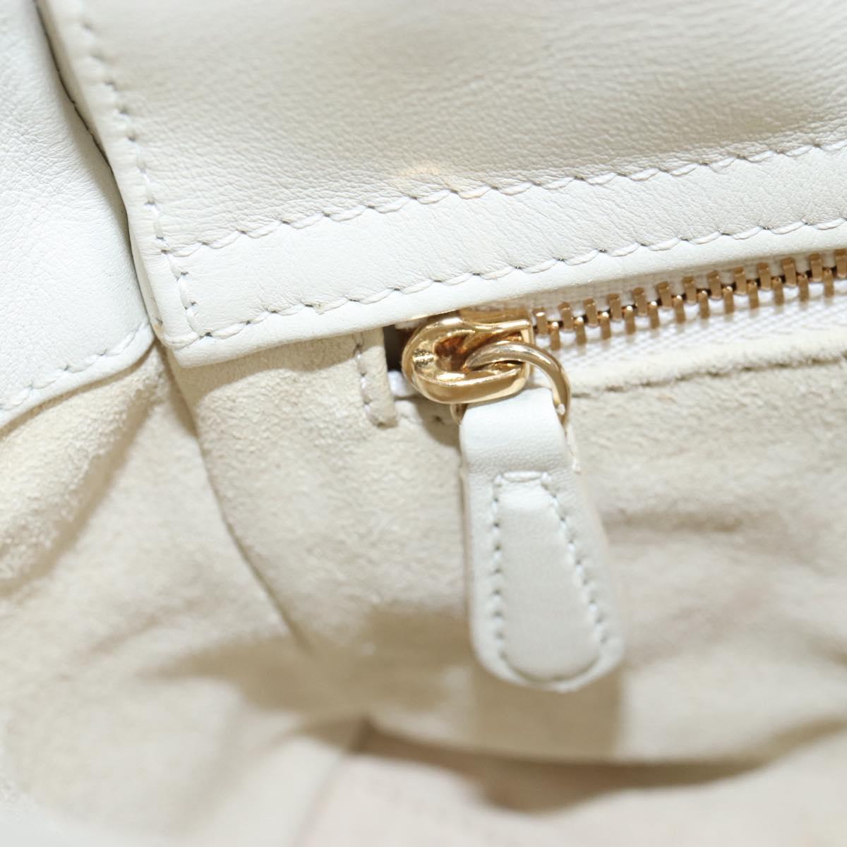 Christian Dior Lady Dior Dioramar Bag Calf Skin 2way White Gold Auth 213042M