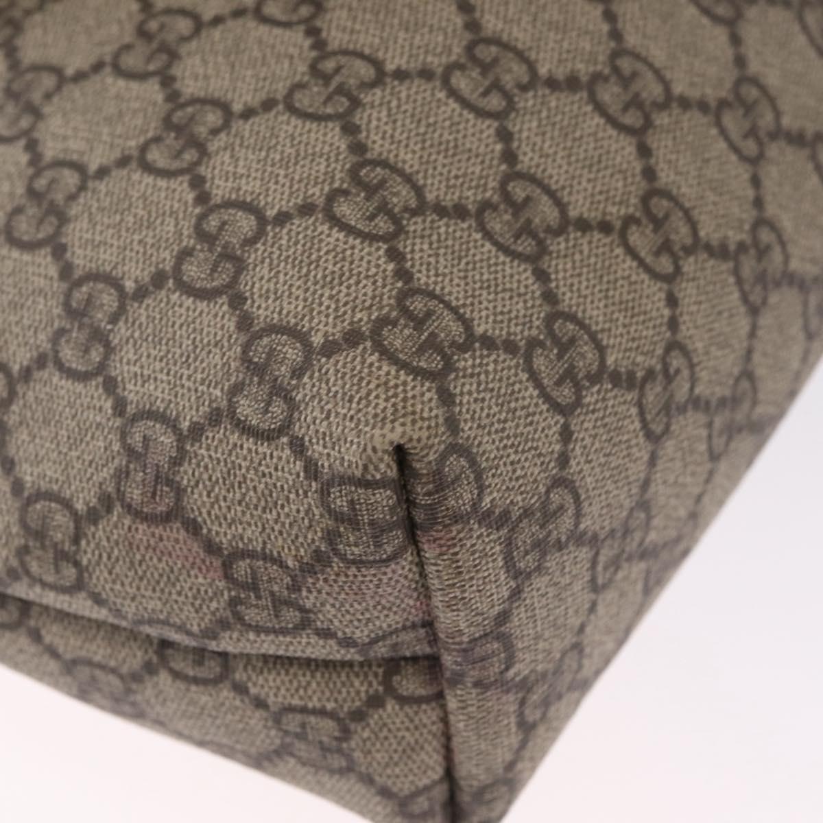 GUCCI GG Supreme Tote Bag PVC Beige Silver 211138 Auth 213046