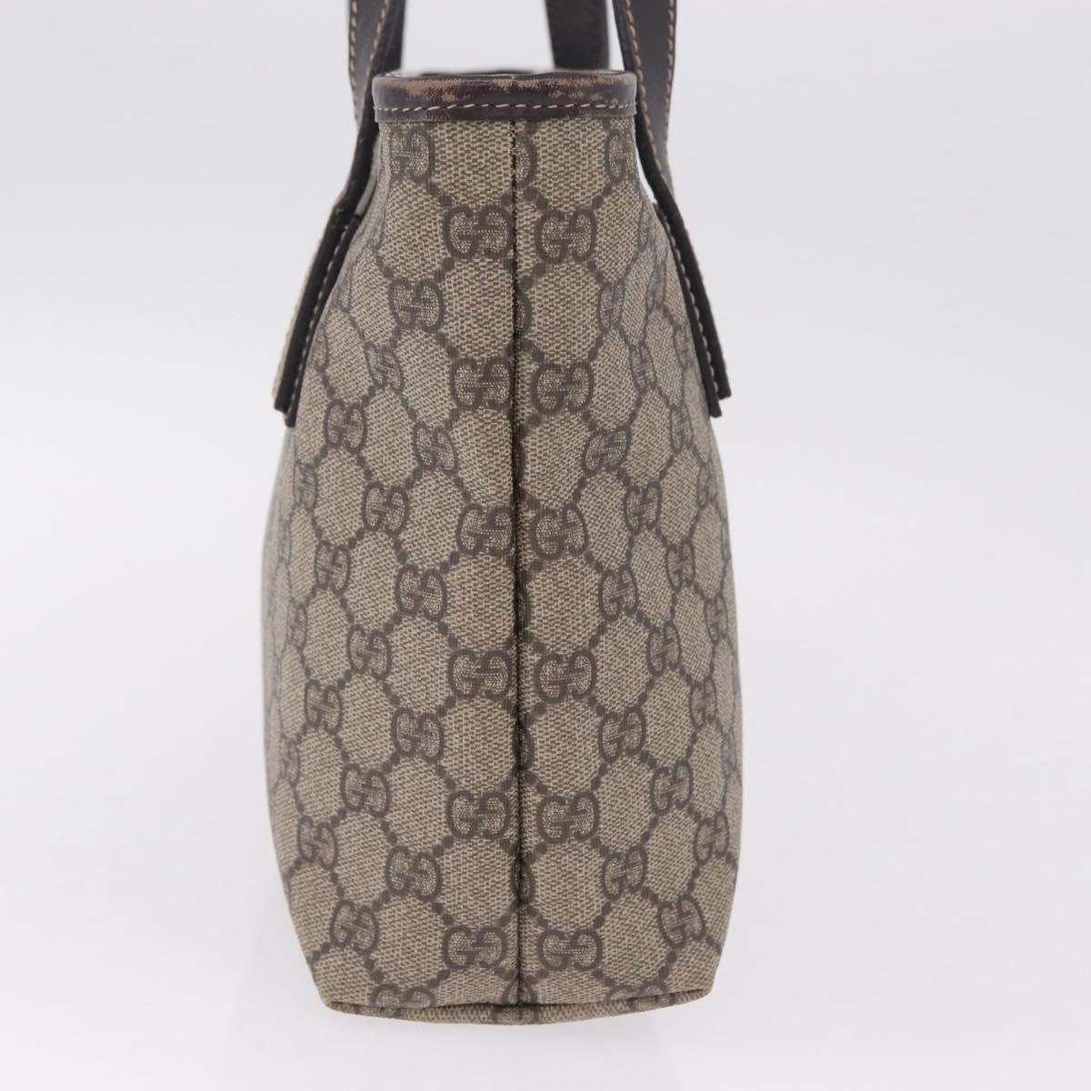 GUCCI GG Supreme Tote Bag PVC Beige Silver 211138 Auth 213046