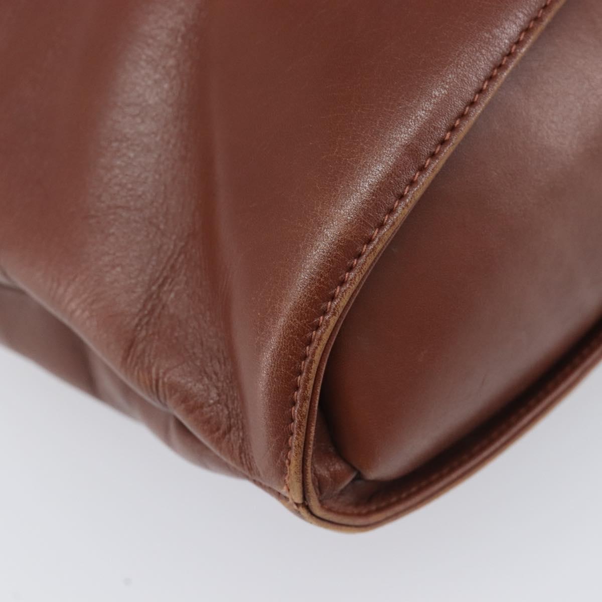 Salvatore Ferragamo Gancini Hand Bag Leather 2way Brown Gold Auth 213049