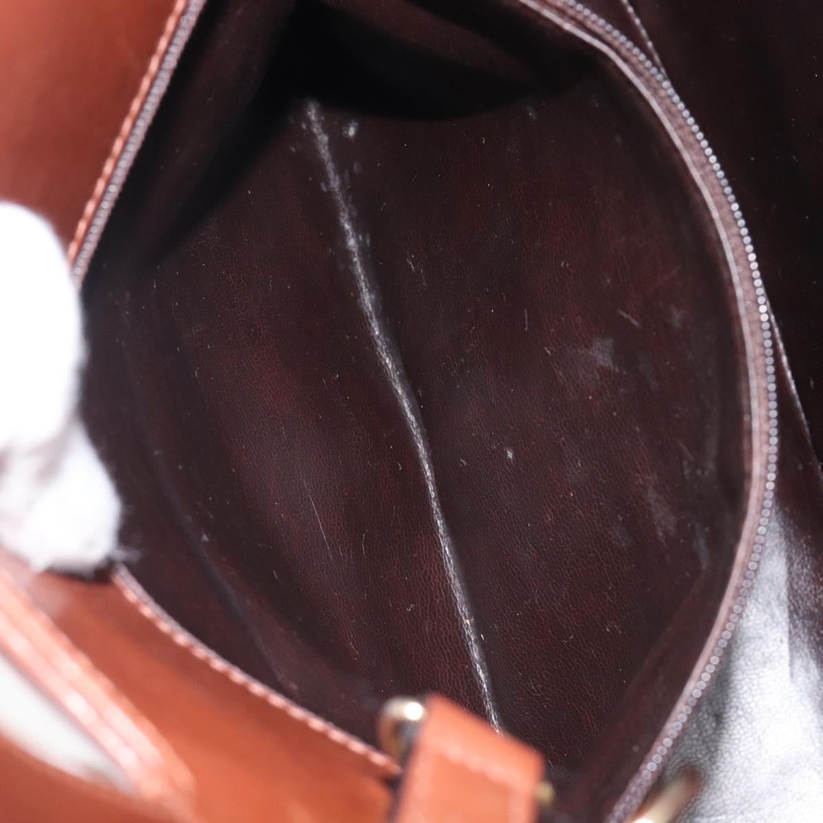 Salvatore Ferragamo Gancini Hand Bag Leather 2way Brown Gold Auth 213049