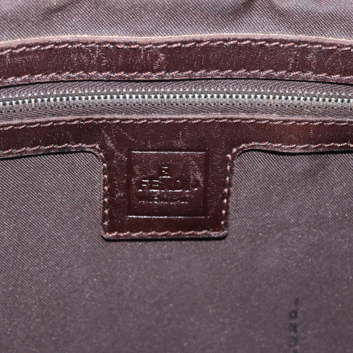 FENDI Zucca Canvas Hand Bag Black Brown Auth 213051V