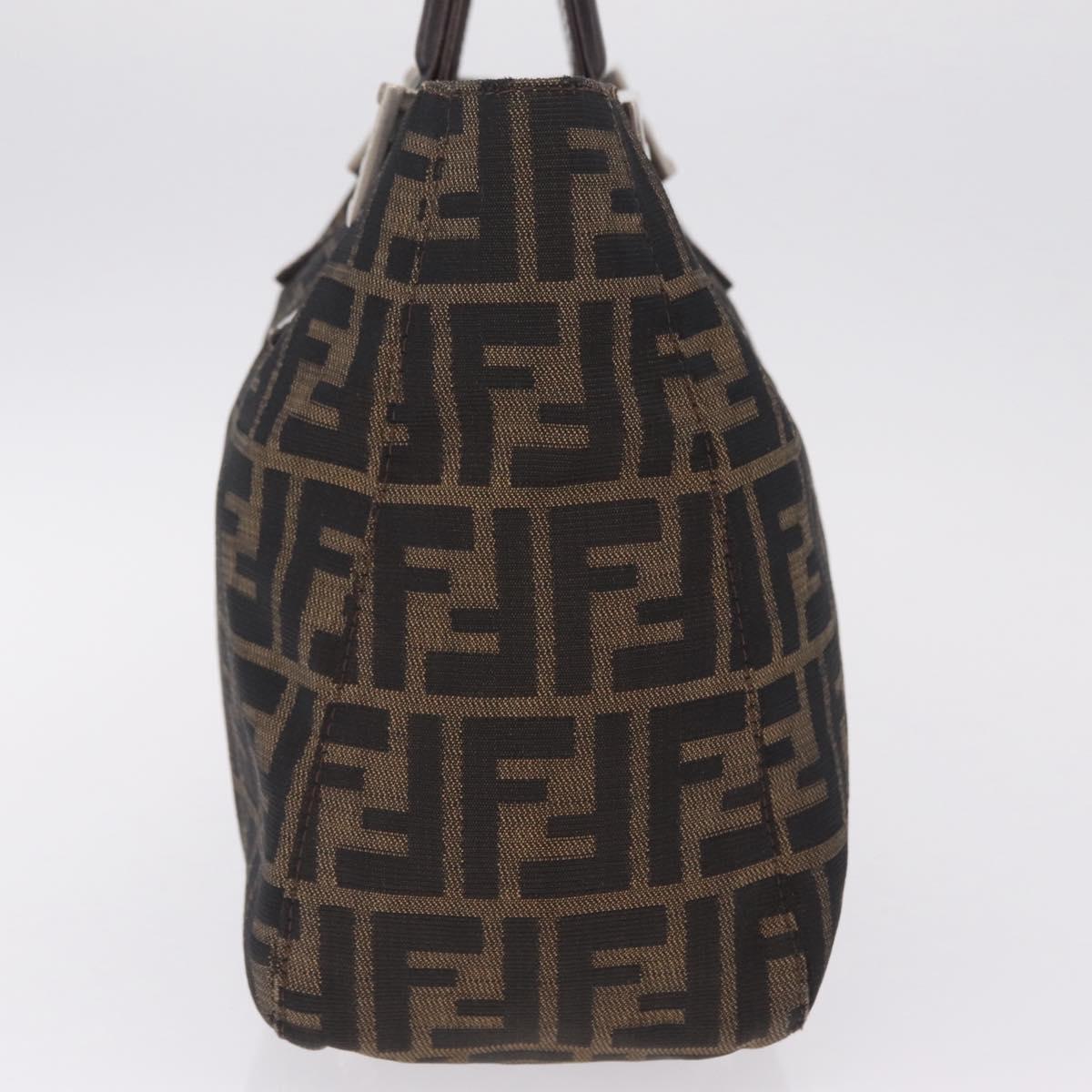 FENDI Zucca Canvas Hand Bag Black Brown Auth 213051V