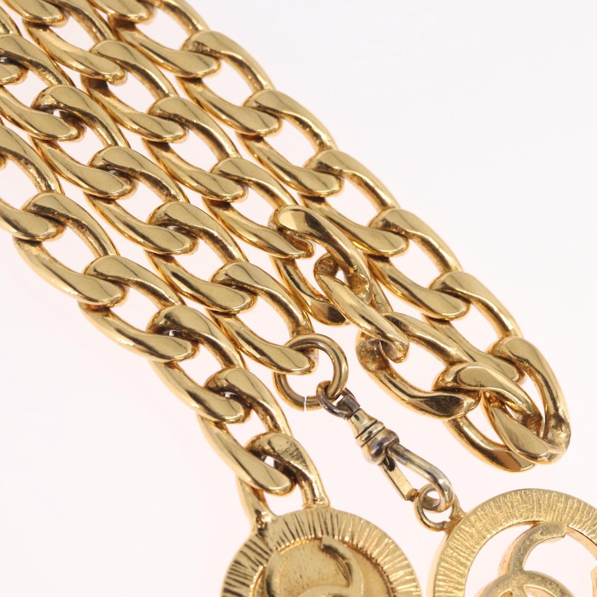 CHANEL Chain Belt metal 35.4"" Gold CC Auth 213052M