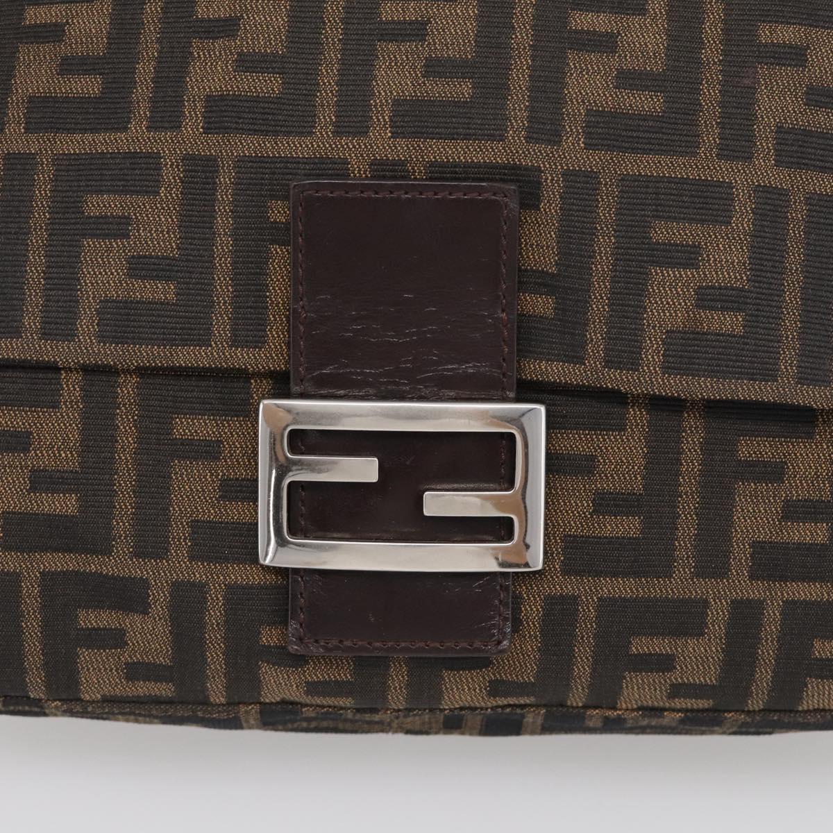 FENDI Zucca Canvas Mamma Baguette Shoulder Bag Brown Black Auth 213054V