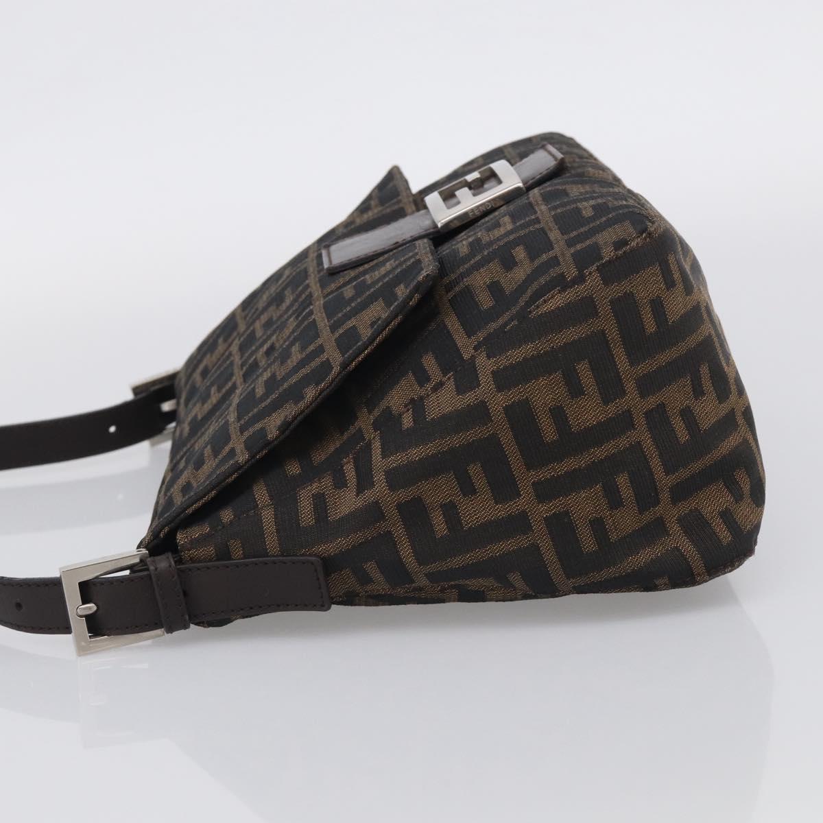 FENDI Zucca Canvas Mamma Baguette Shoulder Bag Brown Black Auth 213054V