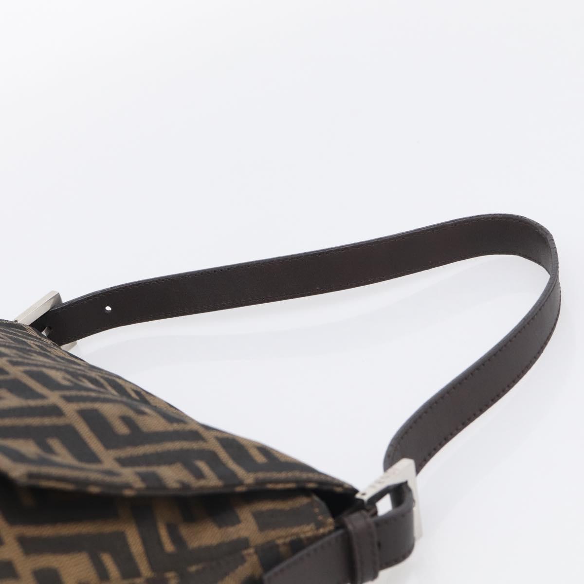 FENDI Zucca Canvas Mamma Baguette Shoulder Bag Brown Black Auth 213054V