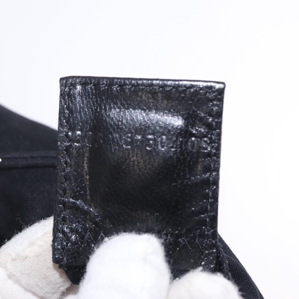 FENDI Mamma Baguette Shoulder Bag Cotton jersey Black Silver Auth 213058
