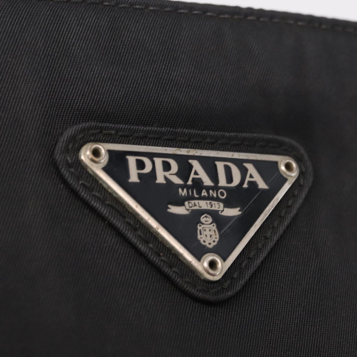 PRADA Tote Bag Nylon Black Silver Auth 213063