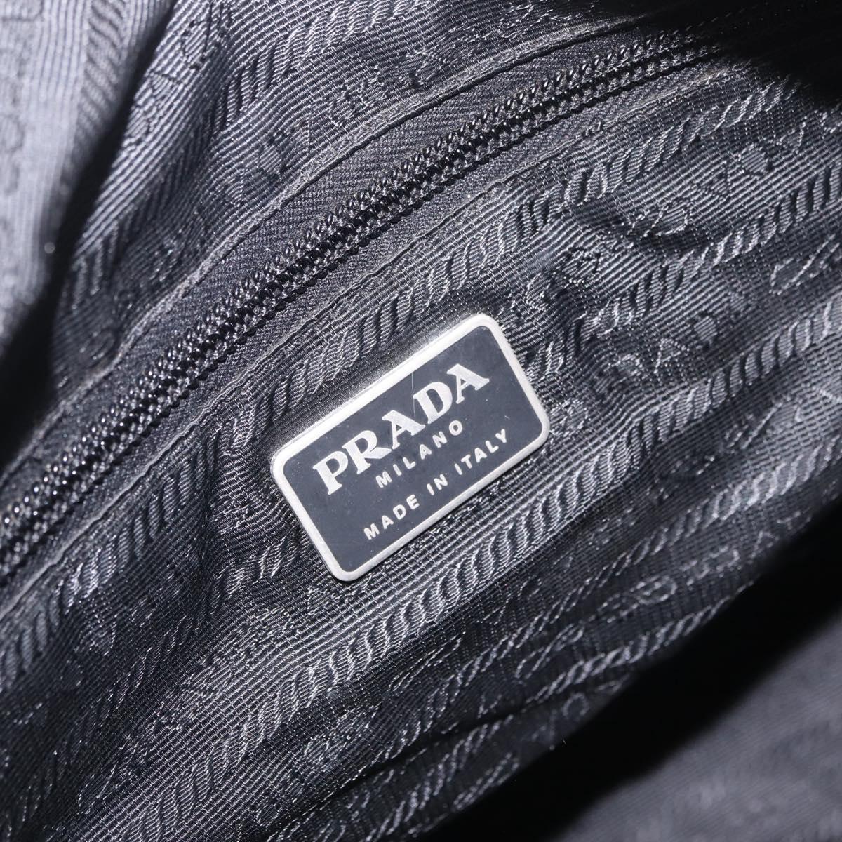 PRADA Tote Bag Nylon Black Silver Auth 213063