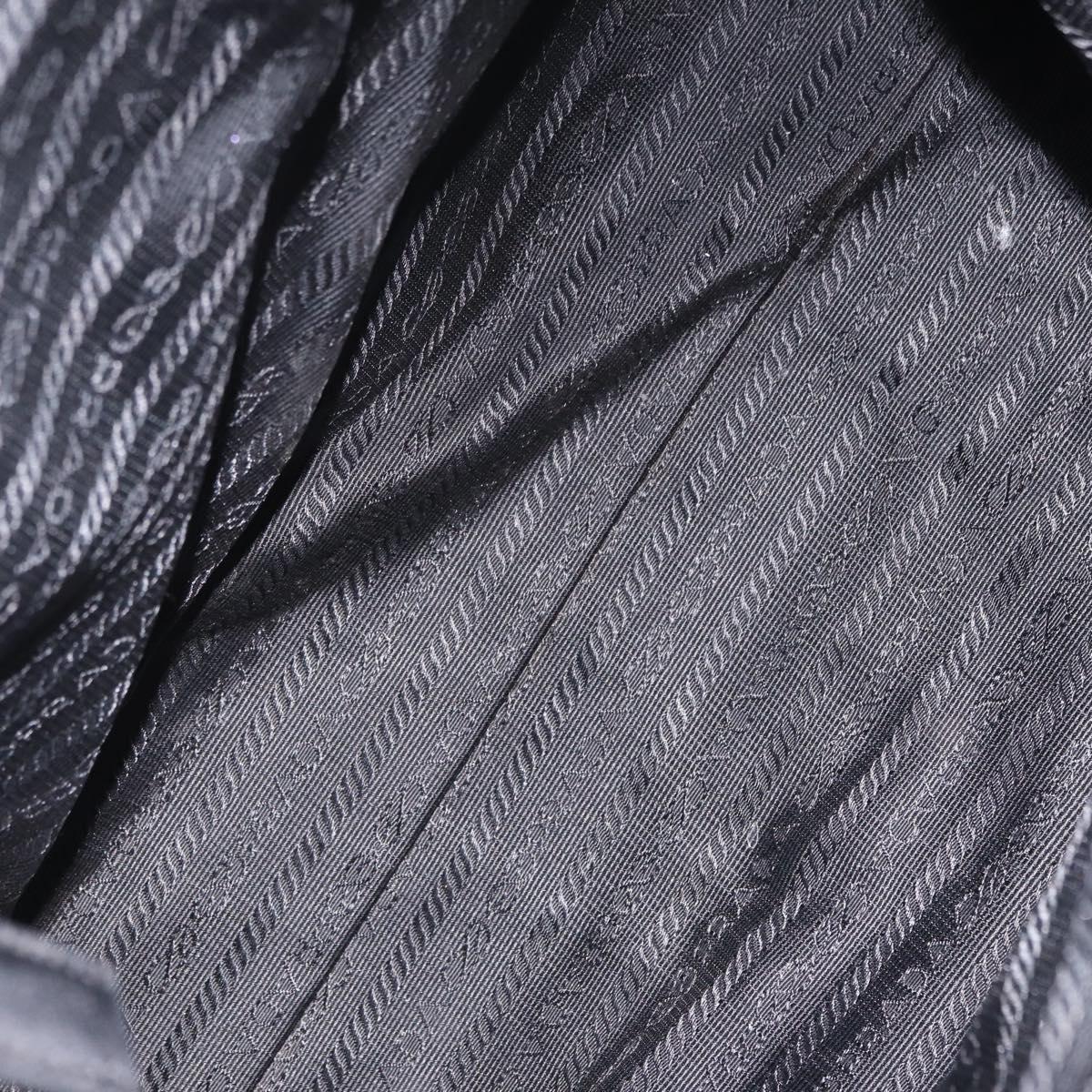 PRADA Tote Bag Nylon Black Silver Auth 213063